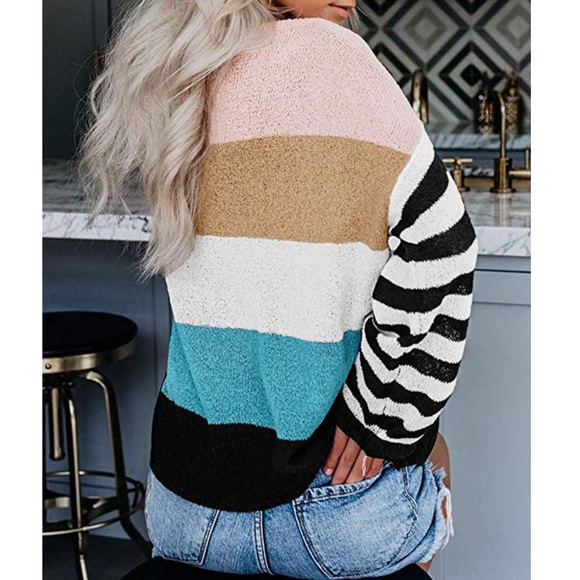 Oversized Pullover Colorblock Rainbow Sweater - Picture 3 of 3